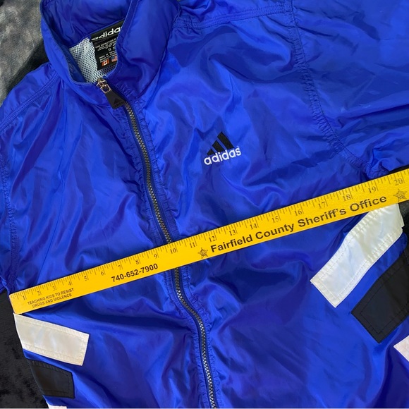 VTG Adidas Windbreaker Jacket Kids Boys Large Trefoil Blue 90s School Pockets - Picture 7 of 12